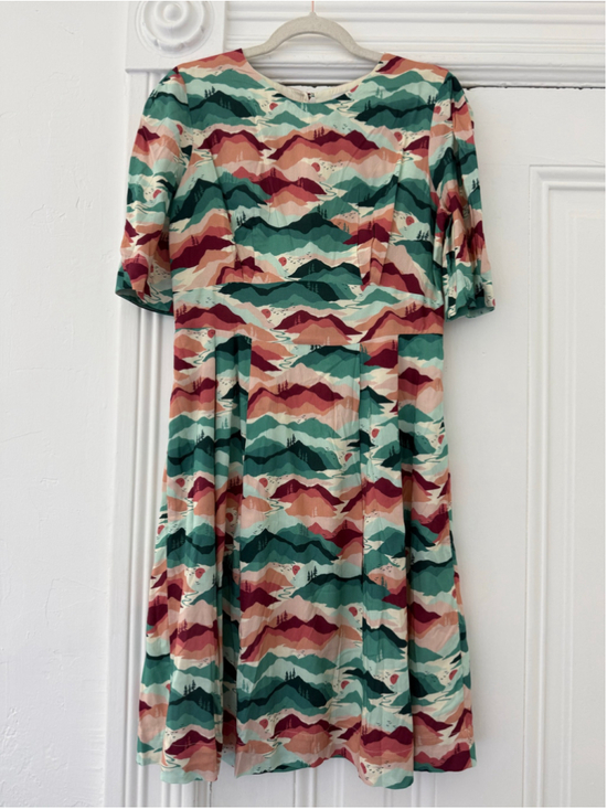 emilyandfin Dresses & Skirts - Women's emilyandfin Green Pink Mountain Print Dress S
